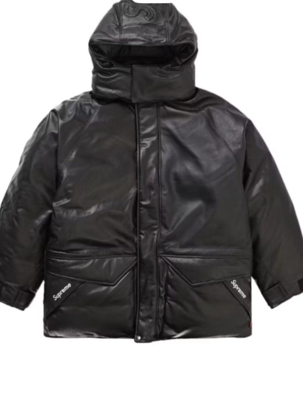Supreme Black Goretex Leather Parka Jacket with Removable Hood